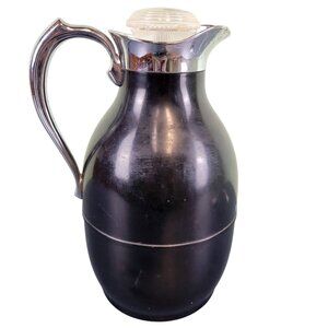 Thermos Vintage 40s Bakelite Carafe Pitcher Black Silver Stopper Kitchen Hot Col